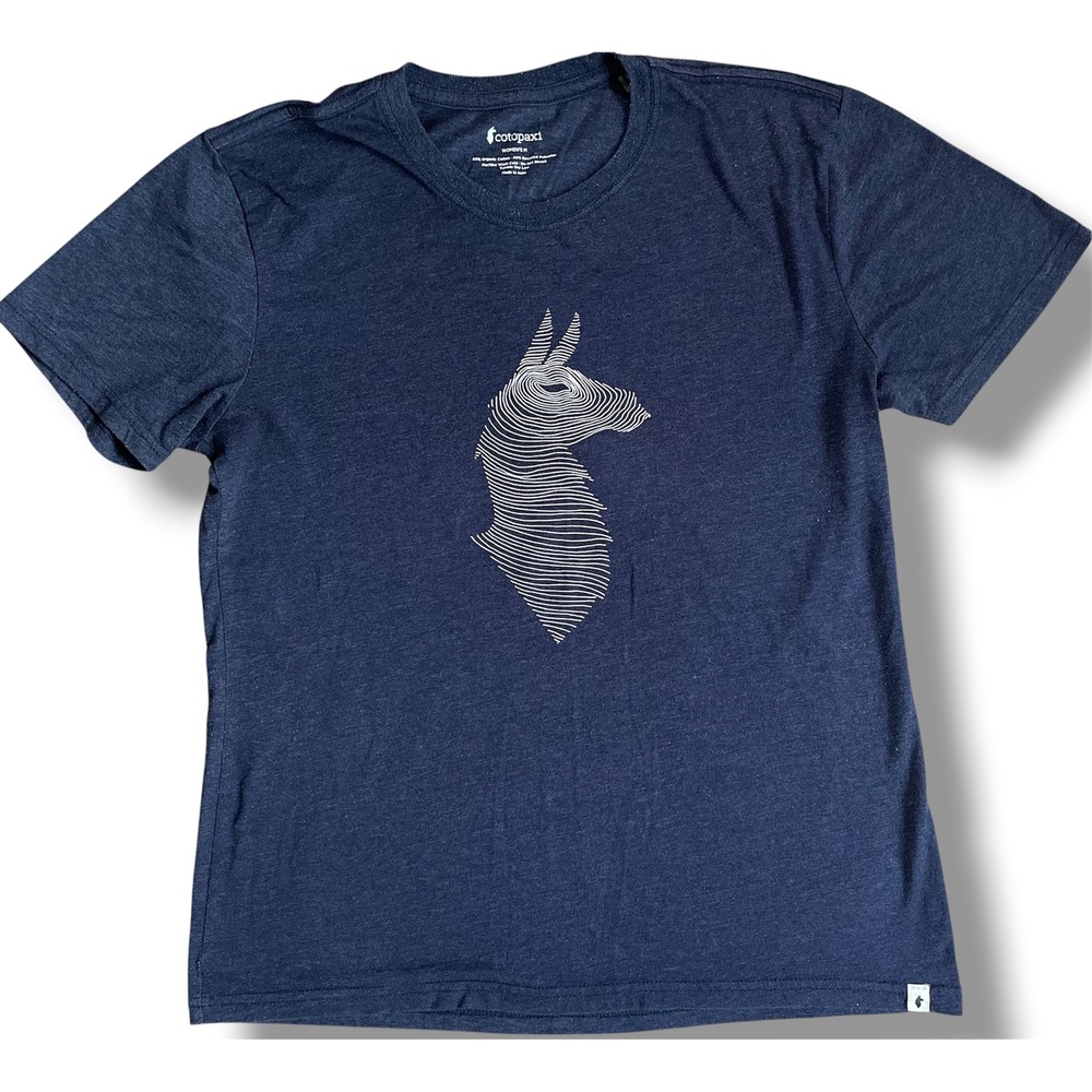 Cotopaxi Womens M Navy Blue Topo Llama Graphic T-Shirt Organic Cotton Blend M
